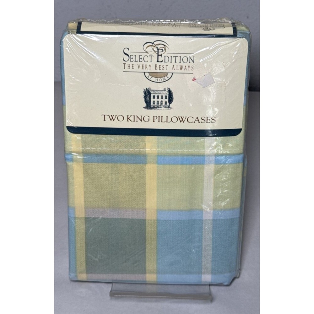 Vintage NOS Springs Home Select Edition Plaid King Pillowcase 2 Pack Made in USA